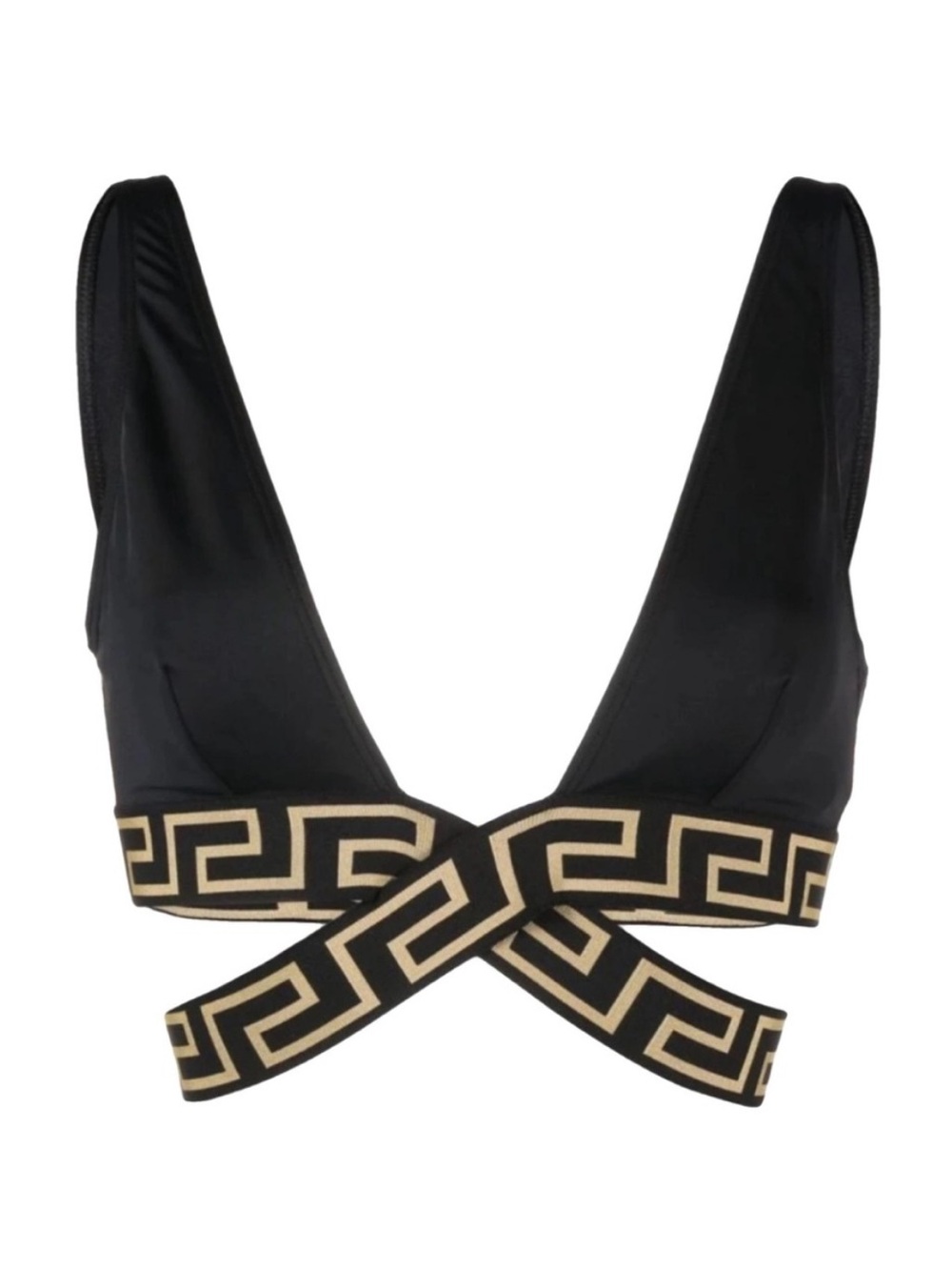 VERSACE Greca cross strap bikini top